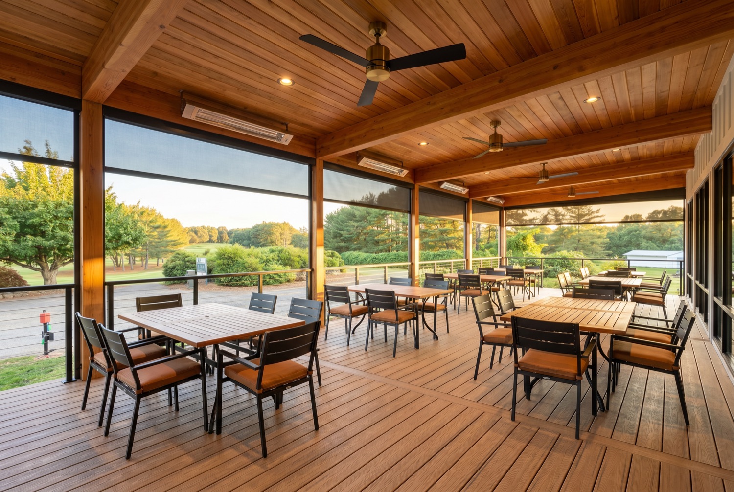 Concept of the covered cedar back deck terrace