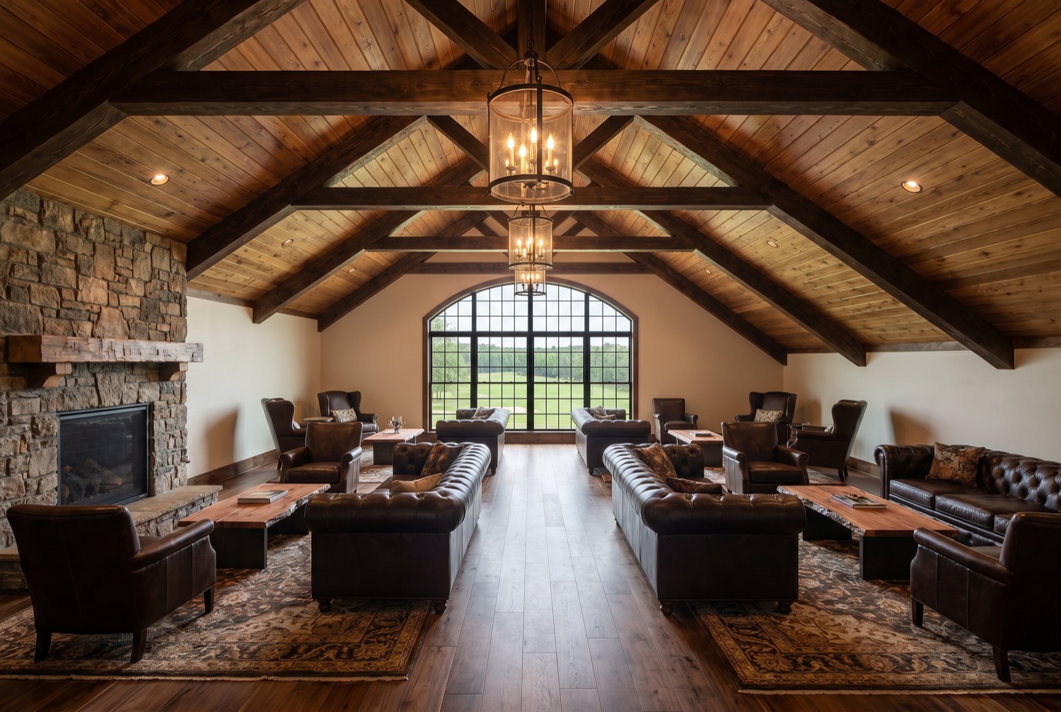 Concept of the upstairs event space with leather seating