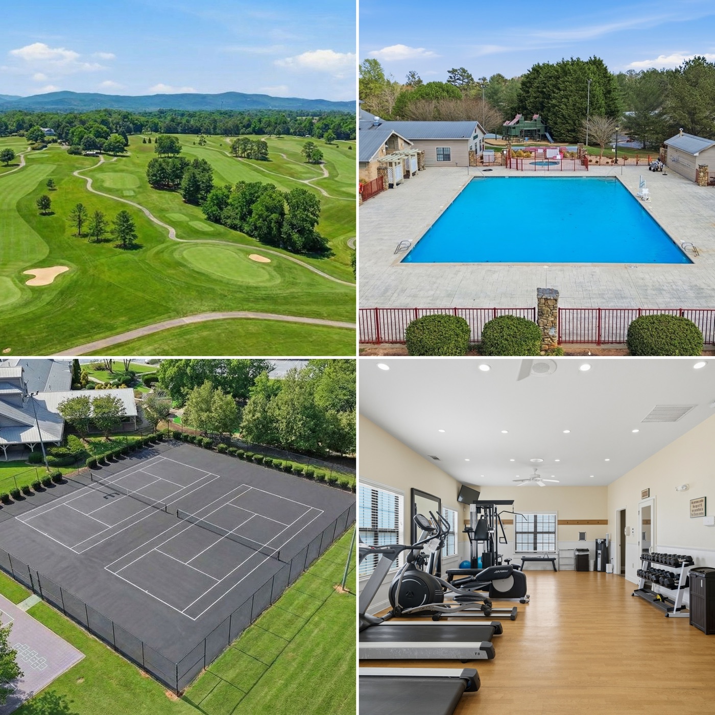 Apple Mountain Resort amenities: golf course, resort pool, tennis courts, and fitness center