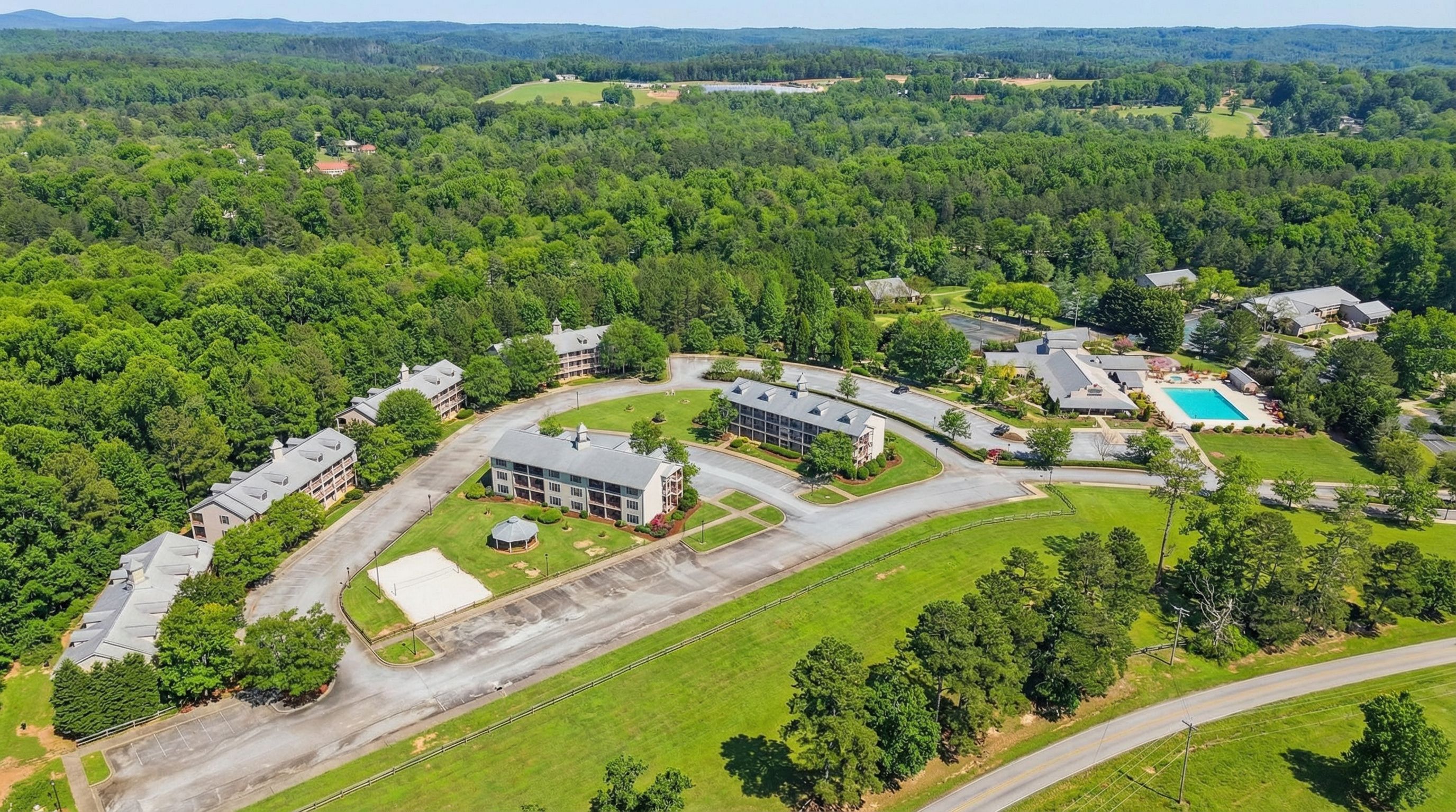 Apple Mountain residence buildings with Blue Ridge Mountain views