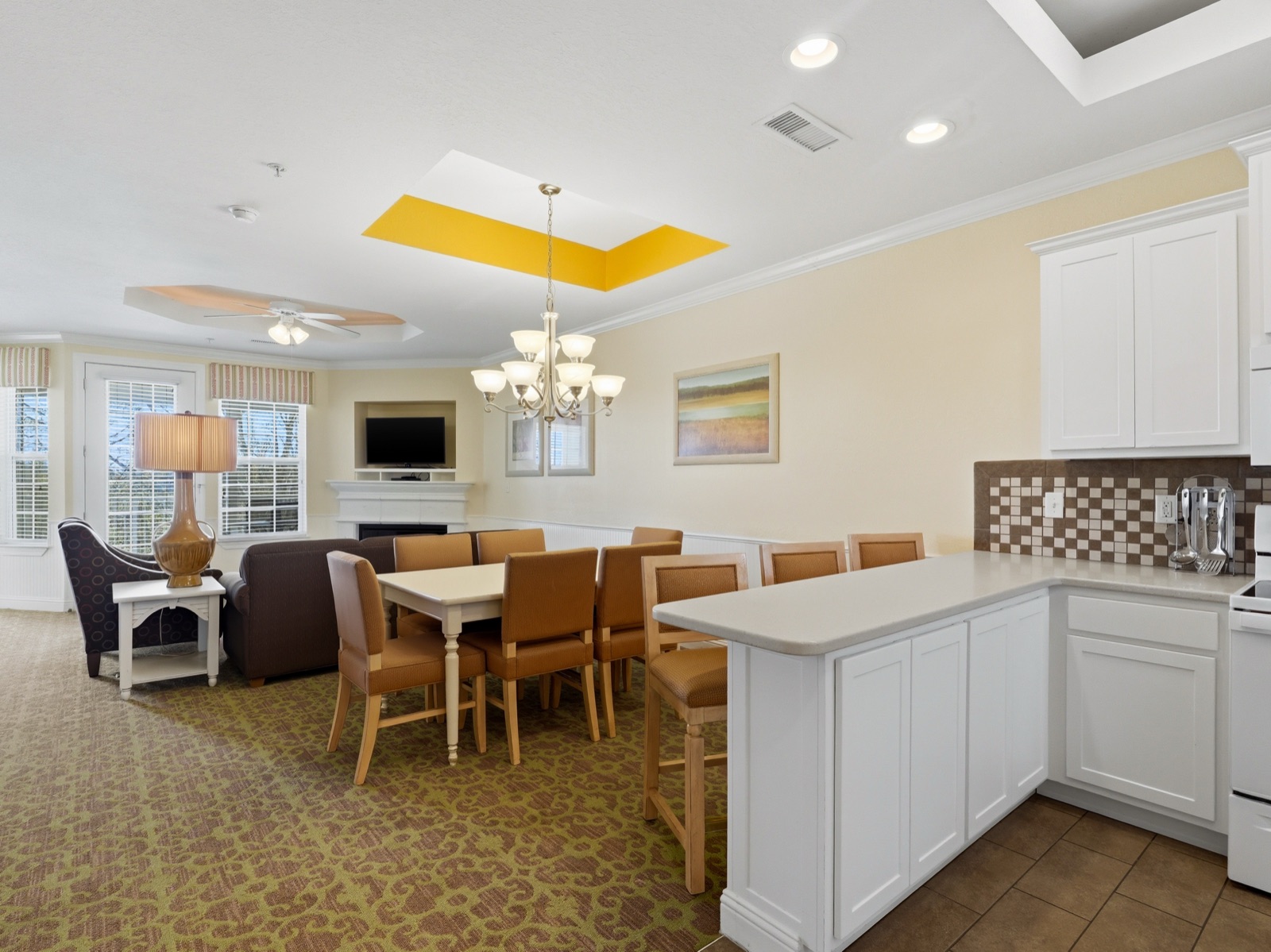 Presidential Penthouse open living, dining, and kitchen